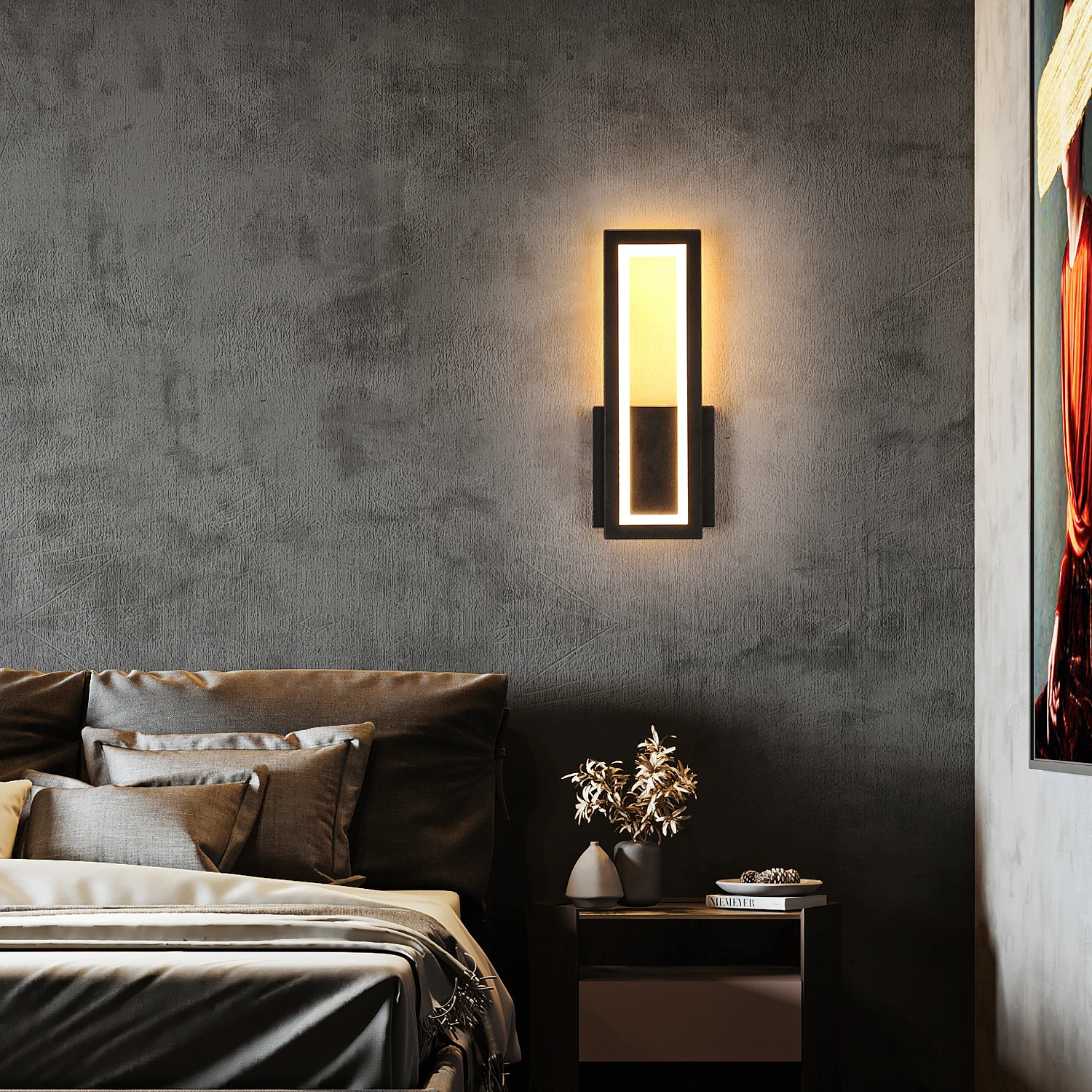 16 W Modern Acrylic Wall Lamp,Indoor LED Wall Light,Black Interior Wall Light for Corridor, Stairs,Warm White 3000K