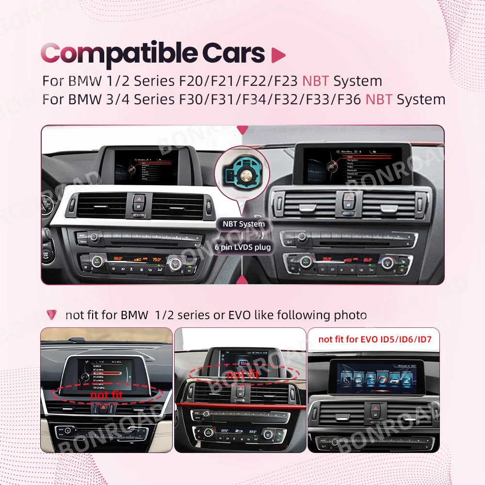 BONROAD 8+128GB Carplay Android auto Multimedia Player Car Radio For BMW 1 2 3 4 Series F20 F21 F22 F30 F31 F32 F33 F34 F36 M4