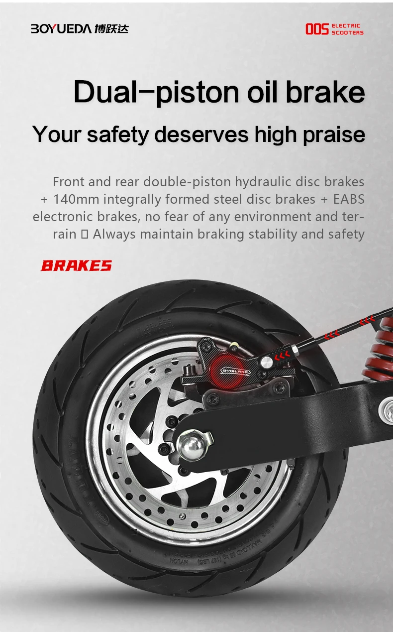 BOYUEDA Q7Pro EScooters Dual Motor 52V 19Ah Battery Hydraulic Oil Brake Electric Scooter Widen 10" Anti-slip Tire Scooters Electric Suitable For Daily Travel And Commuting E-Scooter