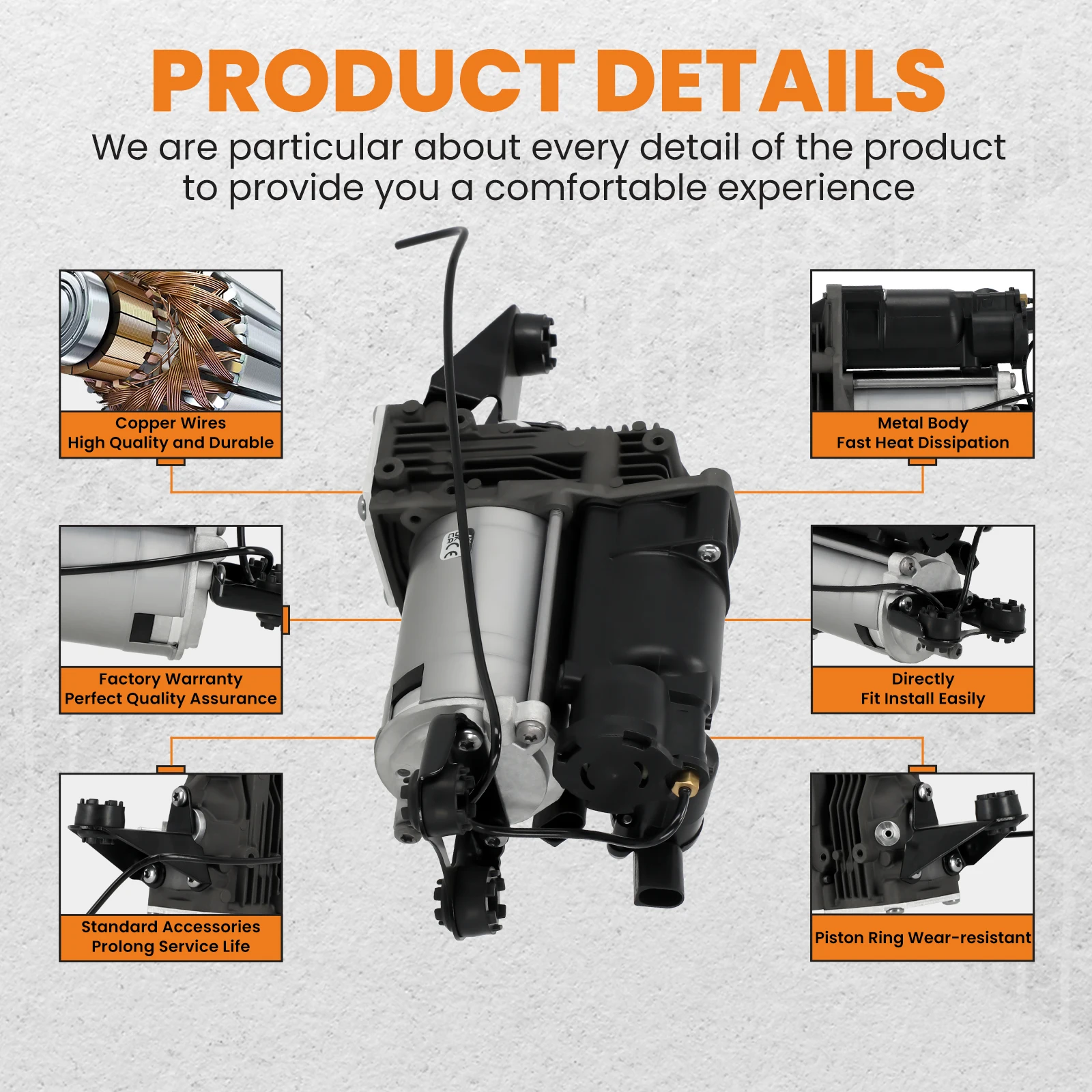 Air Spring Suspension Compressor Pump for BMW E61 37206792855 w/ Warranty Shock Absorber Parts
