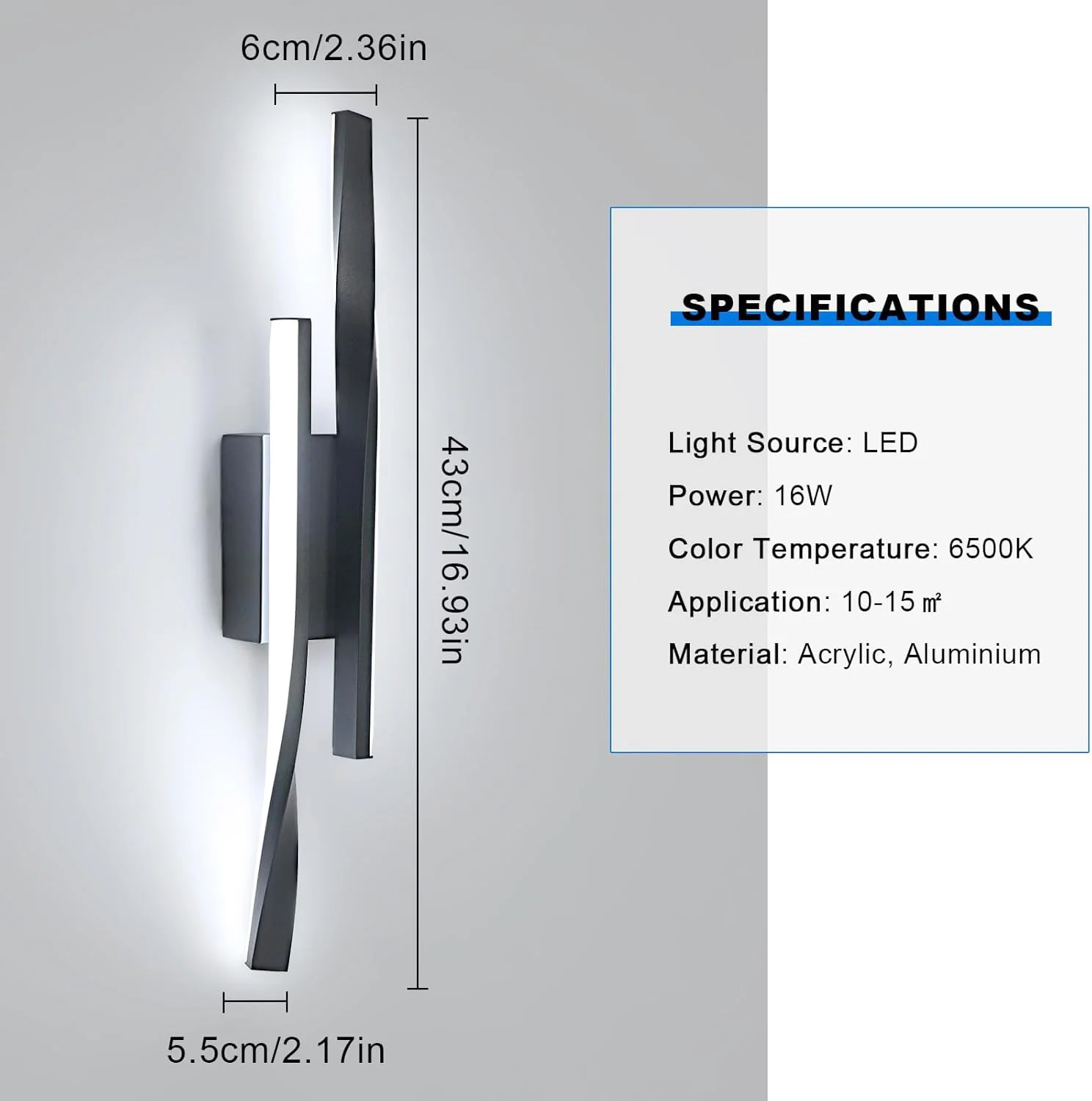 LED Interior Wall Sconce,24W Linear Wall Lamps 3000K Warm Light,White Modern Wall Light for Living Room