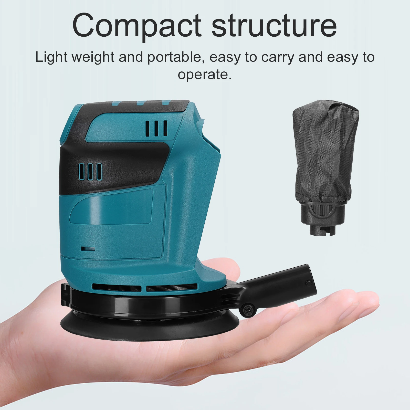 125mm Cordless Orbital Sander Wood Grinder Car Polisher Metal Waxing Polishing Grinding Sanding Machine for 18V Makita Battery