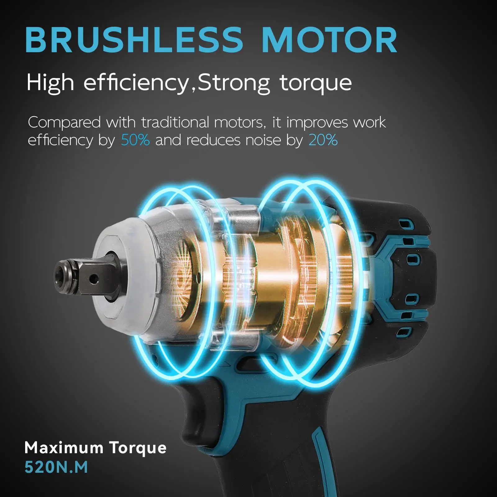 520N.m Brushless Electric Wrench For Makita 18V Battery Cordless Electric Impact Wrench Hand Drill Socket Power Tools