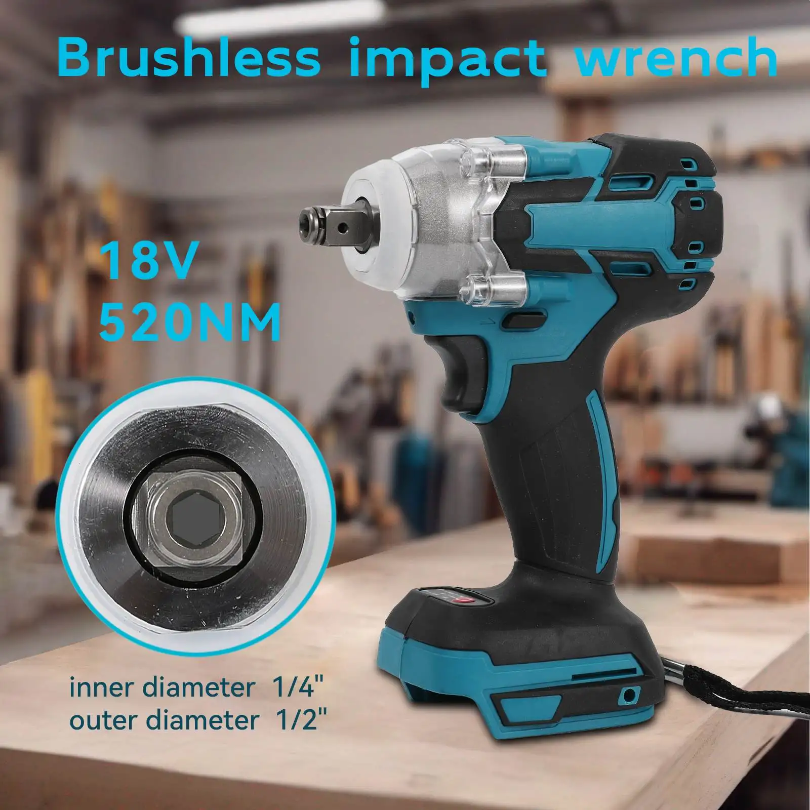 520N.m Brushless Electric Wrench For Makita 18V Battery Cordless Electric Impact Wrench Hand Drill Socket Power Tools