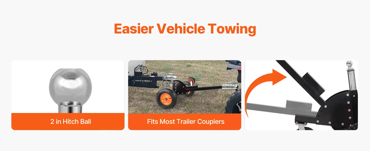 VEVOR 1500lbs Tongue Trailer Dolly 2 in 1 Boat Mover with 22in-26in Adjustable Height & 15.2 in Tires for Moving Car RV Trailers