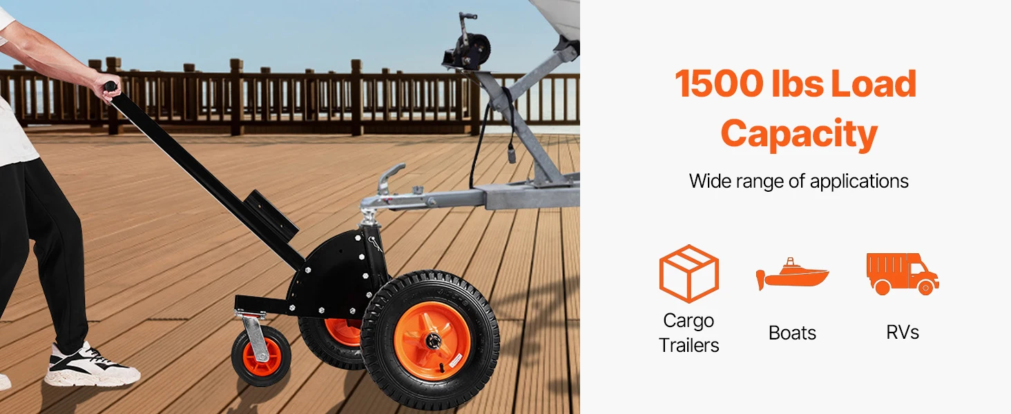 VEVOR 1500lbs Tongue Trailer Dolly 2 in 1 Boat Mover with 22in-26in Adjustable Height & 15.2 in Tires for Moving Car RV Trailers