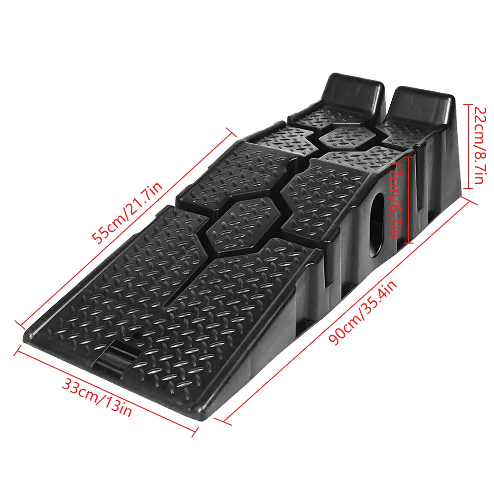 2pc Black Heavy Duty Car Ramps 90cm Long Antiskid Working Ramp Auto Oil Changing Repair Maintenance Jack Lift Tools