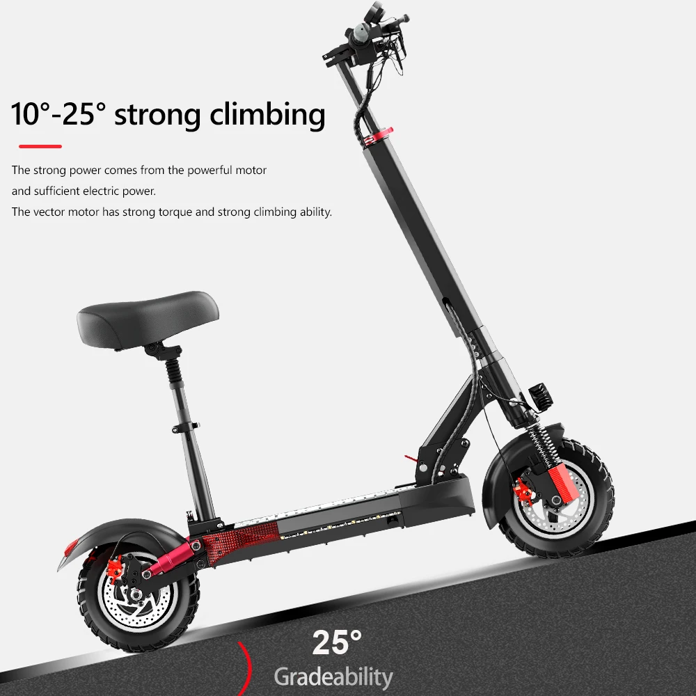 Electric Scooter with Seat, Off Road Tire, Kick Scooter, 45 km/h, 16Ah, 800W, 10in