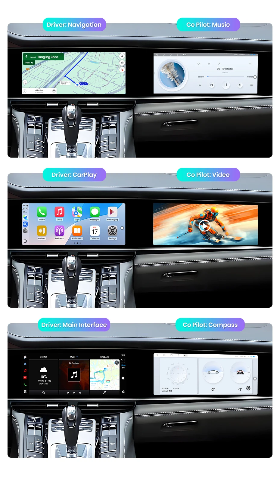 Junsun Qualcomm 665 Car Radio For Porsche Panamera 970 2011-2017 Dual screen Upgraded Interactive Carplay DTS Multimedia Player
