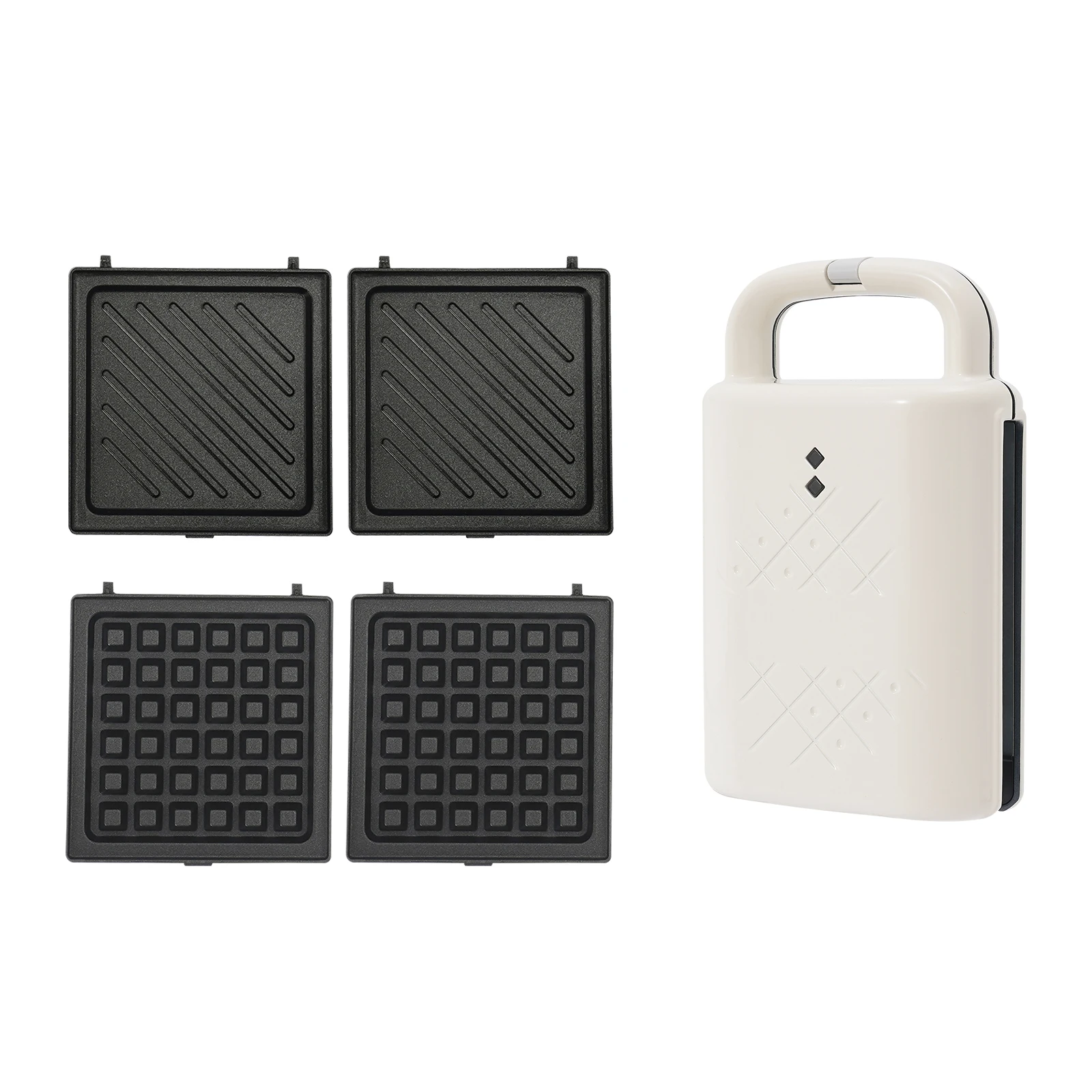Electric Waffles Maker Sandwich Non-stick Skillet Waffle Baking Pan Double-side Heating Bread Roaster White for Home