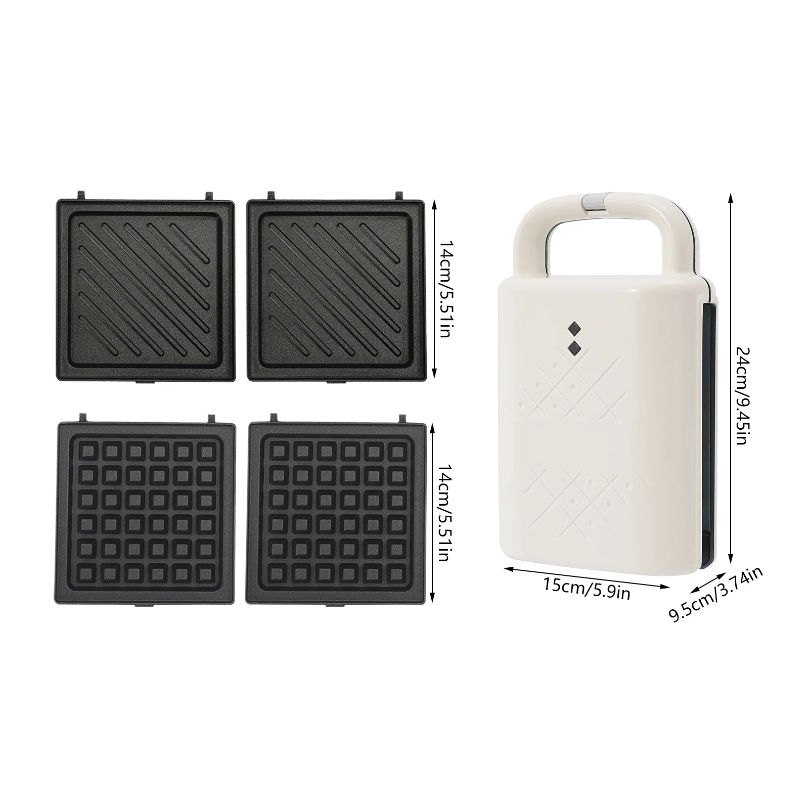 Electric Waffles Maker Sandwich Non-stick Skillet Waffle Baking Pan Double-side Heating Bread Roaster White for Home