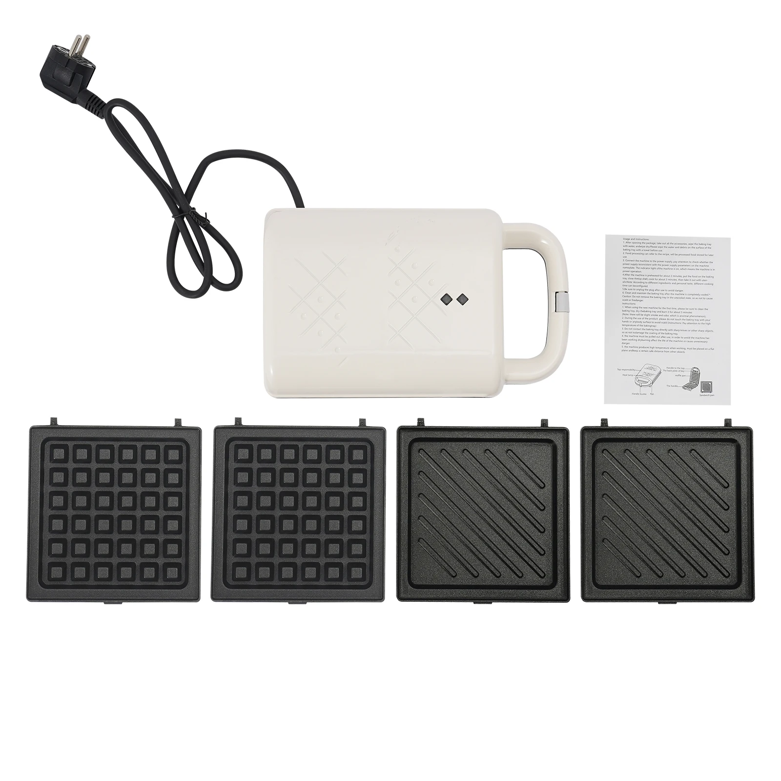 Electric Waffles Maker Sandwich Non-stick Skillet Waffle Baking Pan Double-side Heating Bread Roaster White for Home