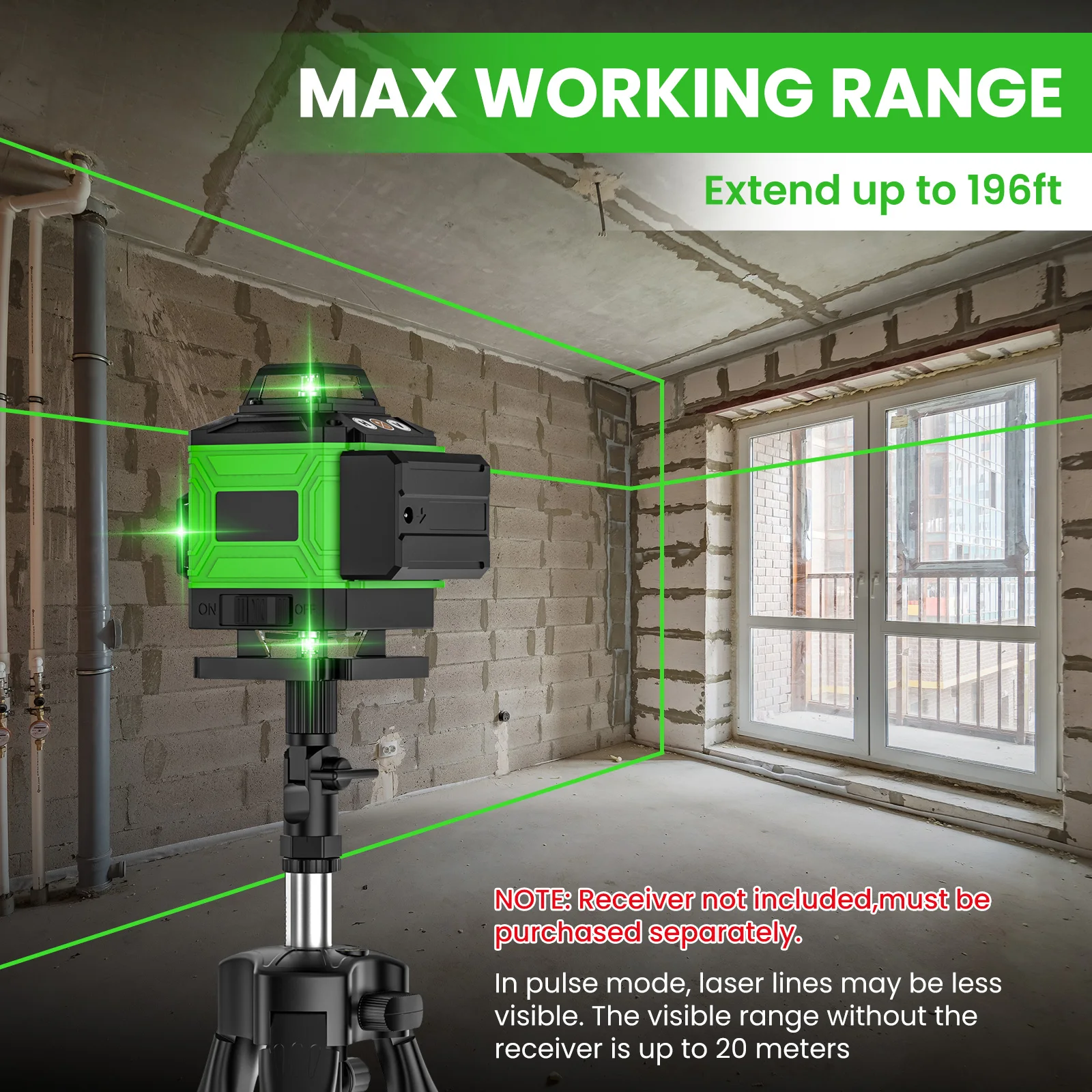 4D 16 Lines 360 ° Self-Leveling Laser Levels with Tripod and Suitcase Horizontal and Vertical Professional Laser Level Tool