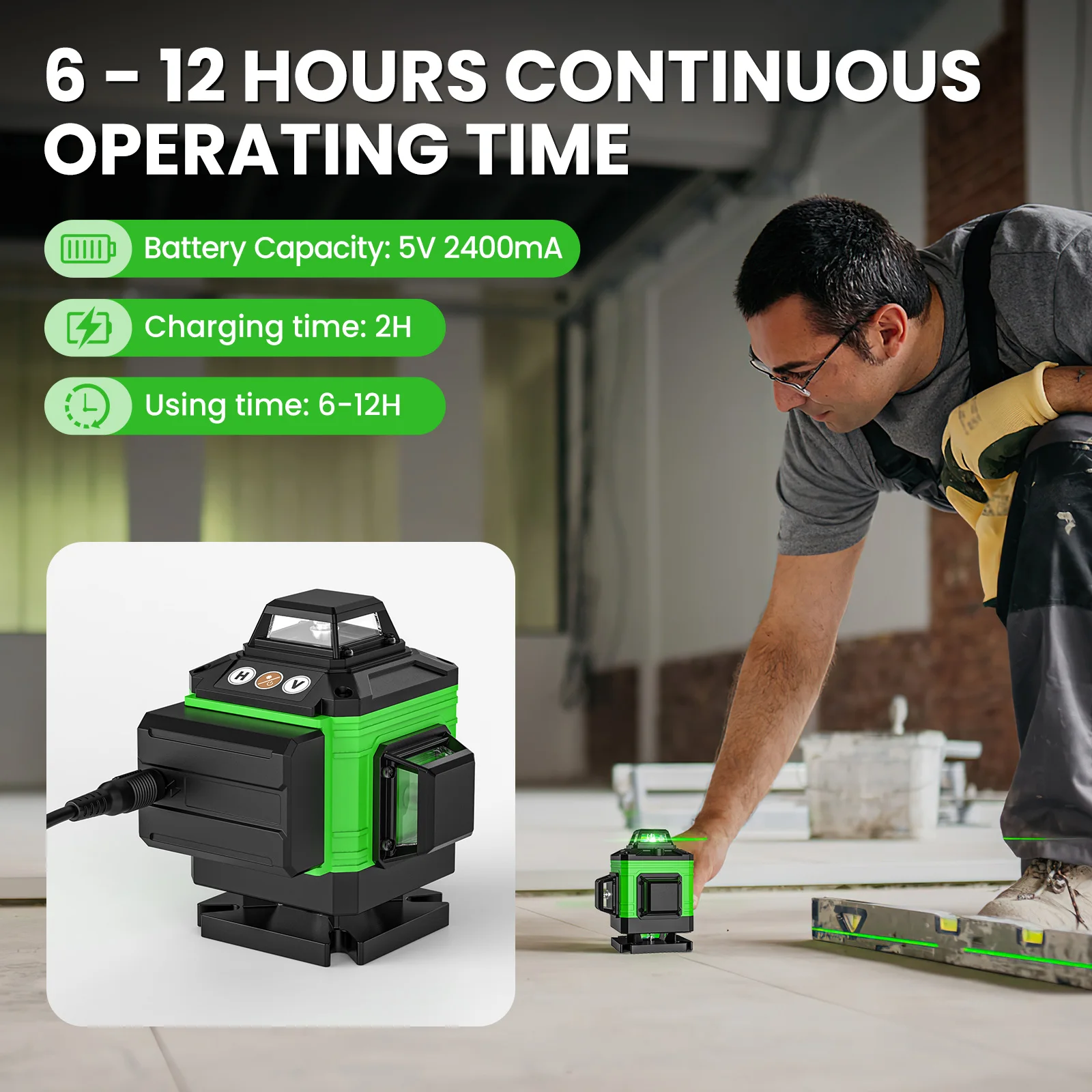 4D 16 Lines 360 ° Self-Leveling Laser Levels with Tripod and Suitcase Horizontal and Vertical Professional Laser Level Tool