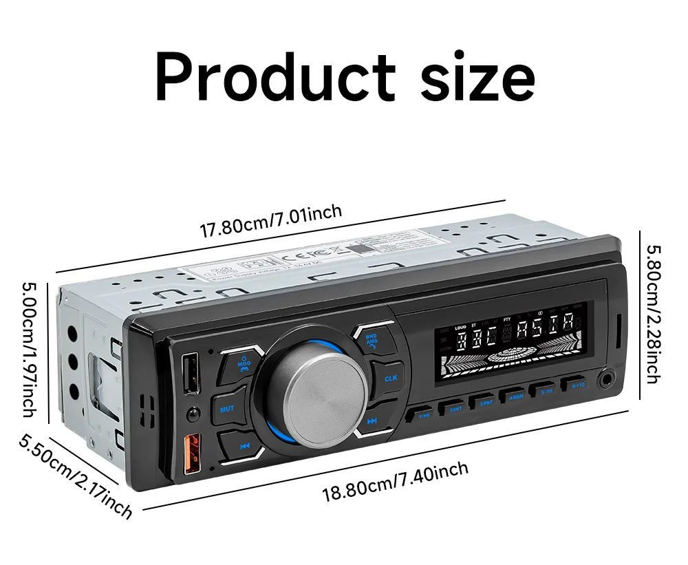 ESSGOO 1DIN DAB+ Universal 12V - 14 Car HD Radio RDS AM FM Double USB Handsfree TF SD AUX-IN Bluetooth 5.0 With Remote Control