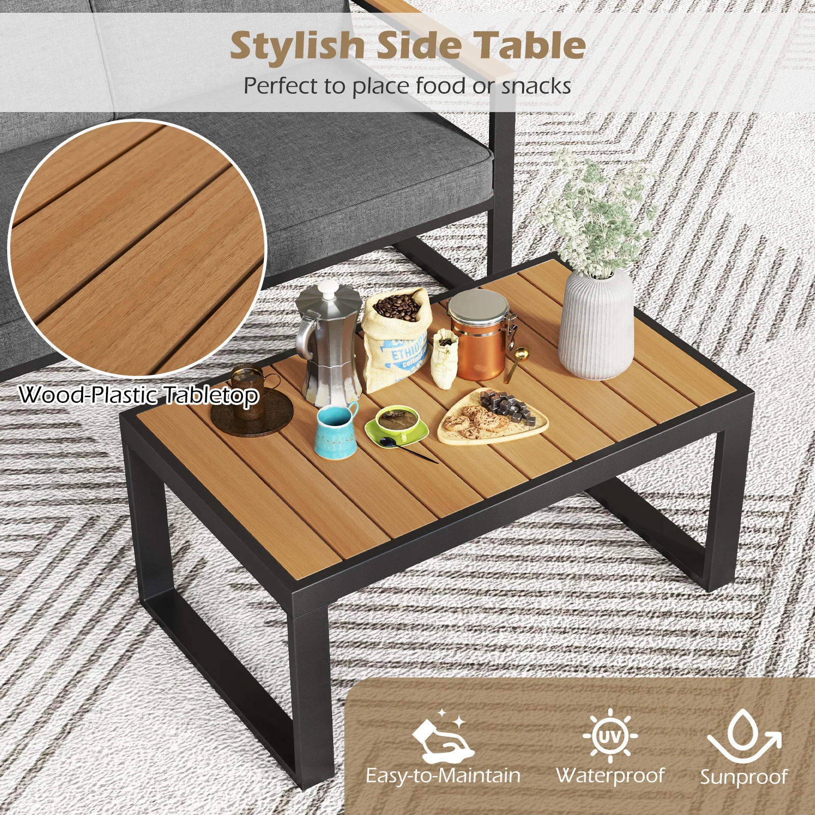 Balcony Furniture,Weatherproof Garden Furniture Set with Aluminium Frame and Soft Cushions,Patio Furniture,for Balcony,Garden