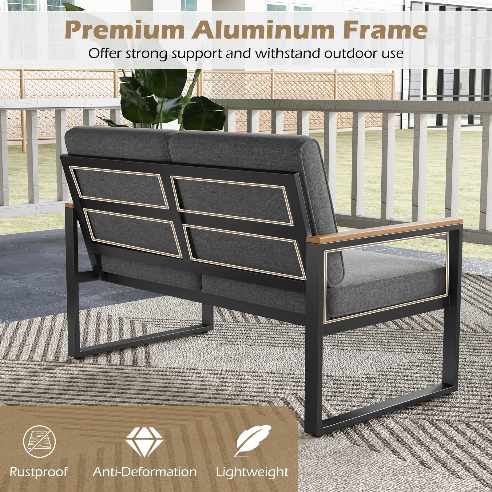 Balcony Furniture,Weatherproof Garden Furniture Set with Aluminium Frame and Soft Cushions,Patio Furniture,for Balcony,Garden