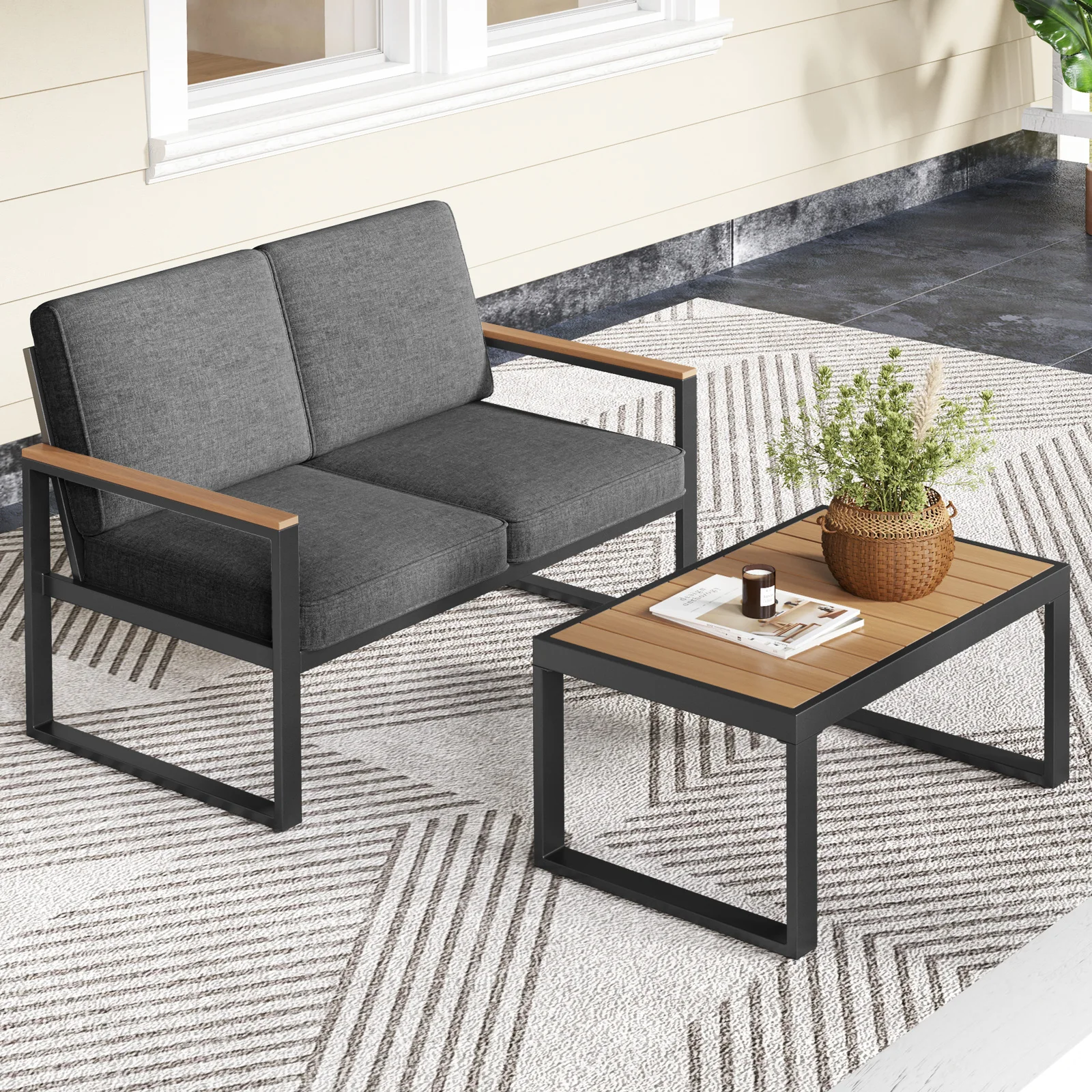 Balcony Furniture,Weatherproof Garden Furniture Set with Aluminium Frame and Soft Cushions,Patio Furniture,for Balcony,Garden