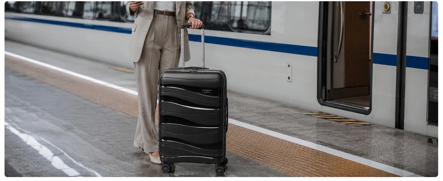 Kono Hard Shell Lightweight Pp Trolley Luggage Travel Bags Suitcase with Tsa Lock and 360 ° Spinner Wheels