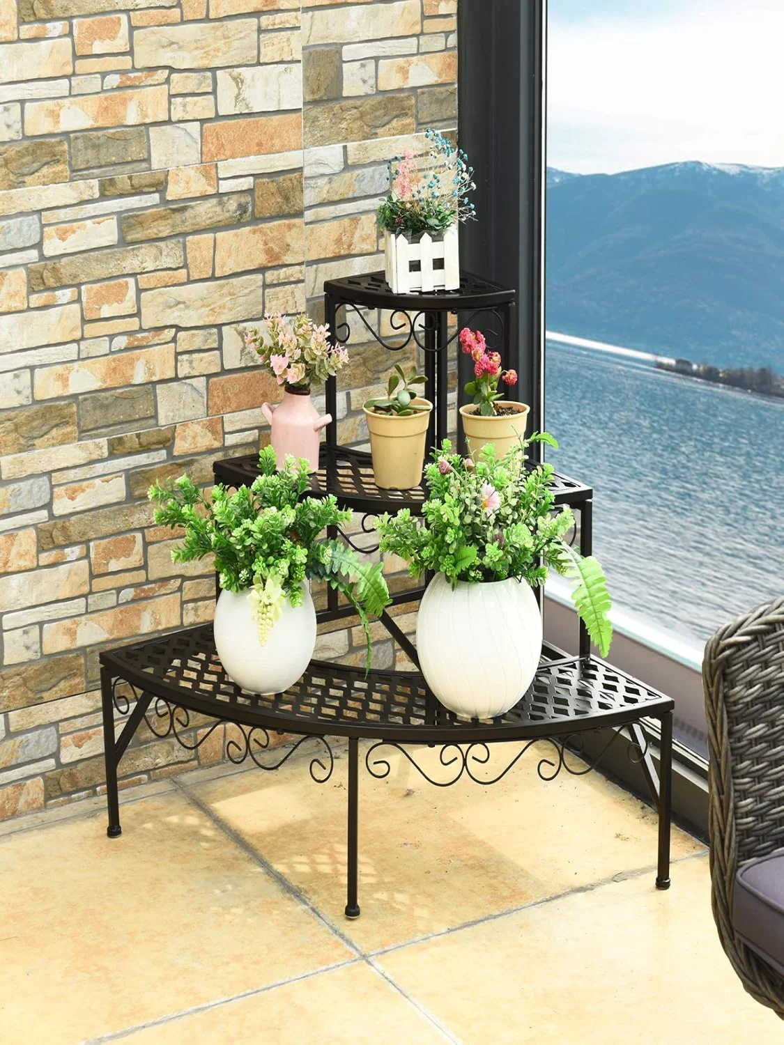 3-Tier Metal Flower Stairs, Plant Stand, Multifunctional Plant Shelf, Display Shelf for Indoor and Outdoor Use