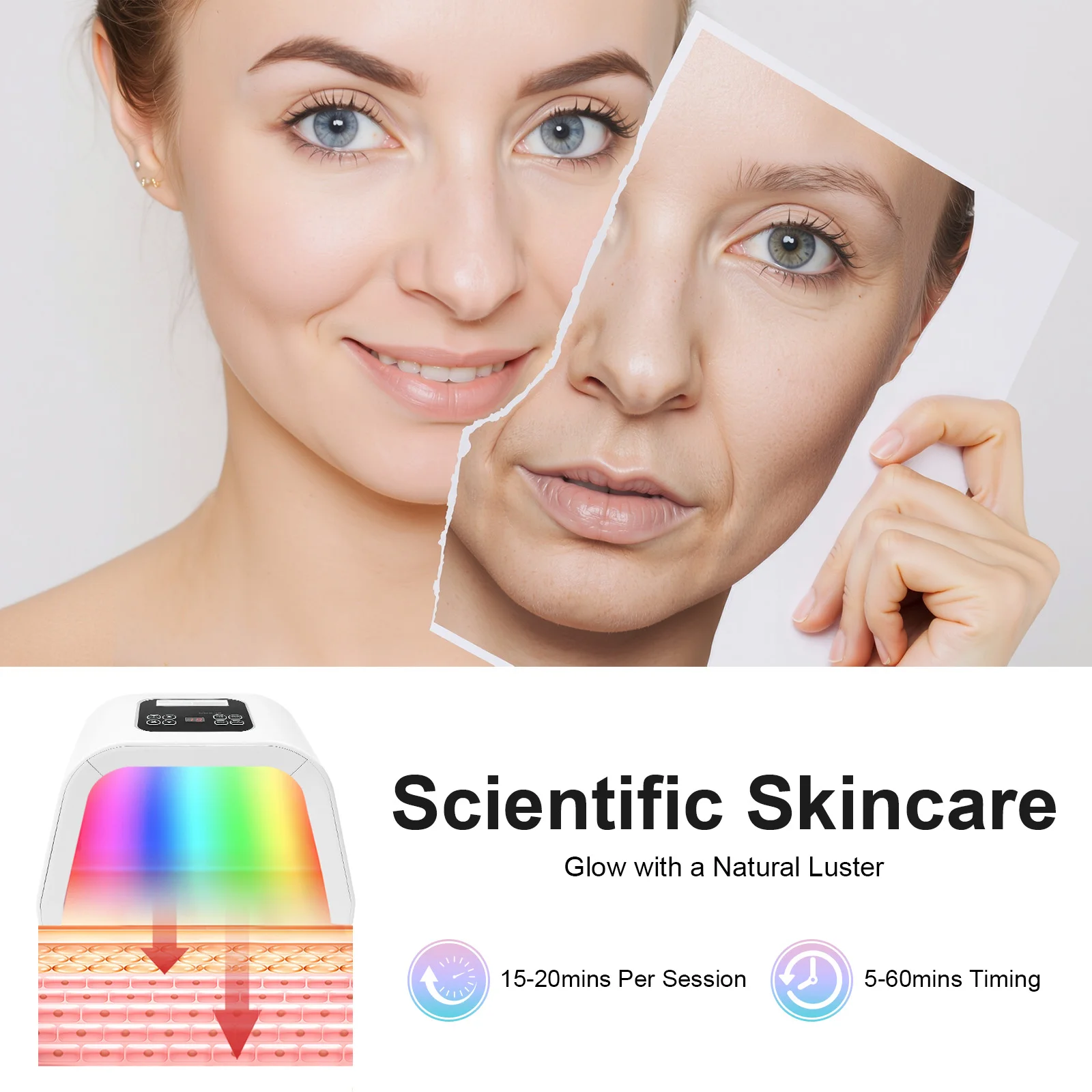 7 Colors Led Photon Machine Skin Facial Body Spa Device Beauty Mask Whitening Anti-Aging Soothing Repair