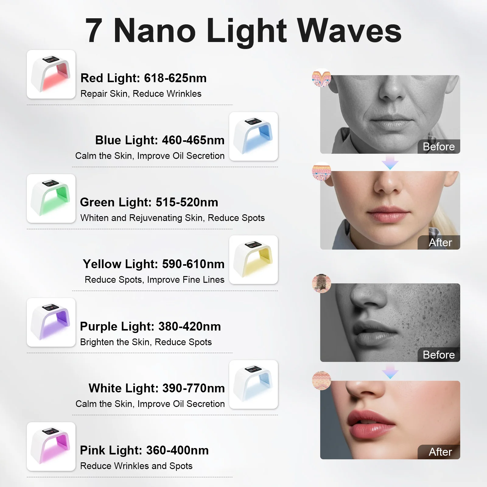 7 Colors Led Photon Machine Skin Facial Body Spa Device Beauty Mask Whitening Anti-Aging Soothing Repair