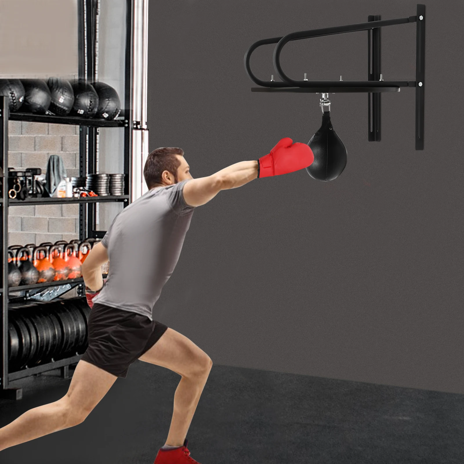 Boxing Training Spinning Ball Target, Adjustable Speedball Platform with Inflatable Cylinder for Hand-Eye Coordination and