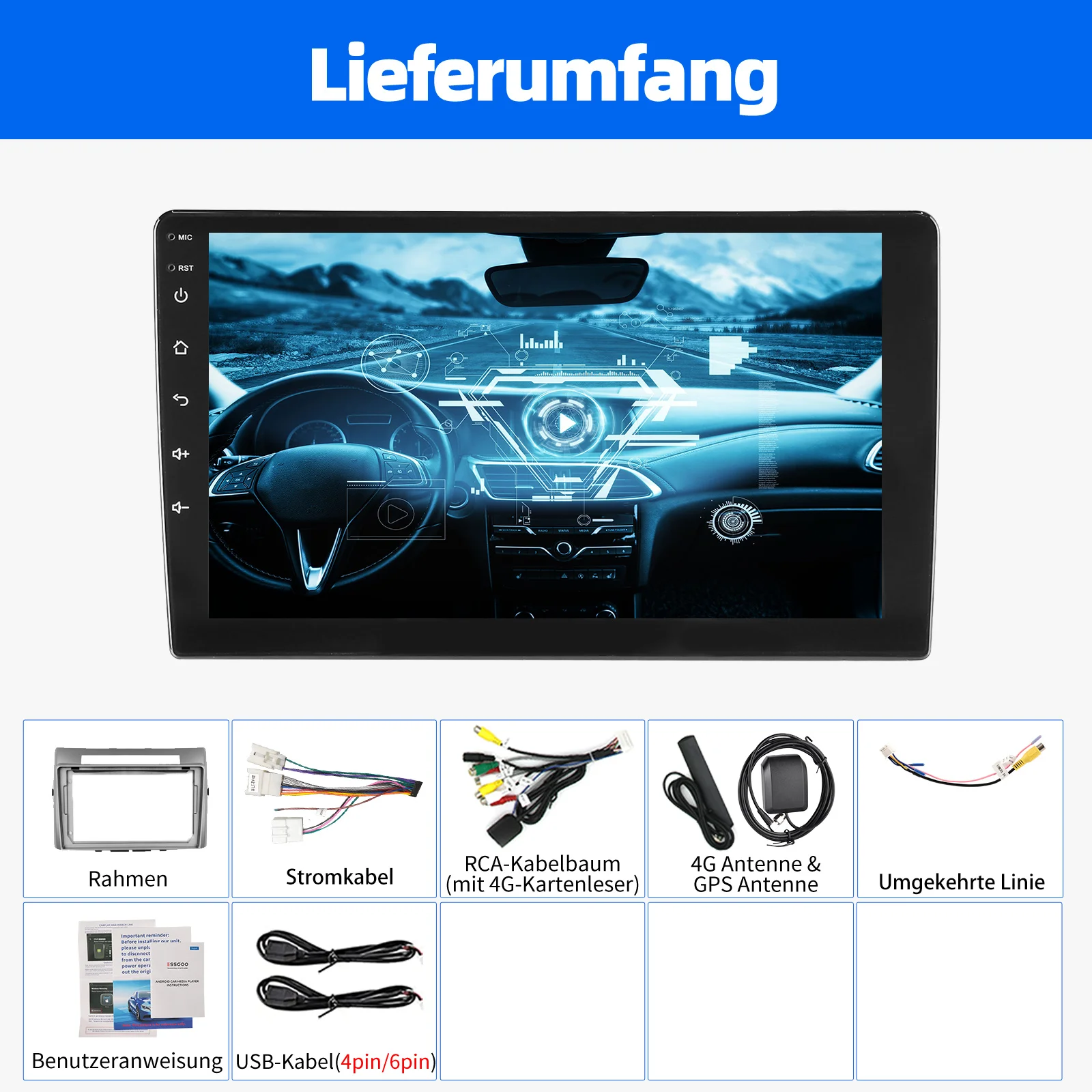 ESSGOO 9" For Toyota Corolla Verso 2003-09 Android 14 Car Stereo Radio Wireless Carplay Android Auto GPS Nav 4G WIFI DSP 6+128G