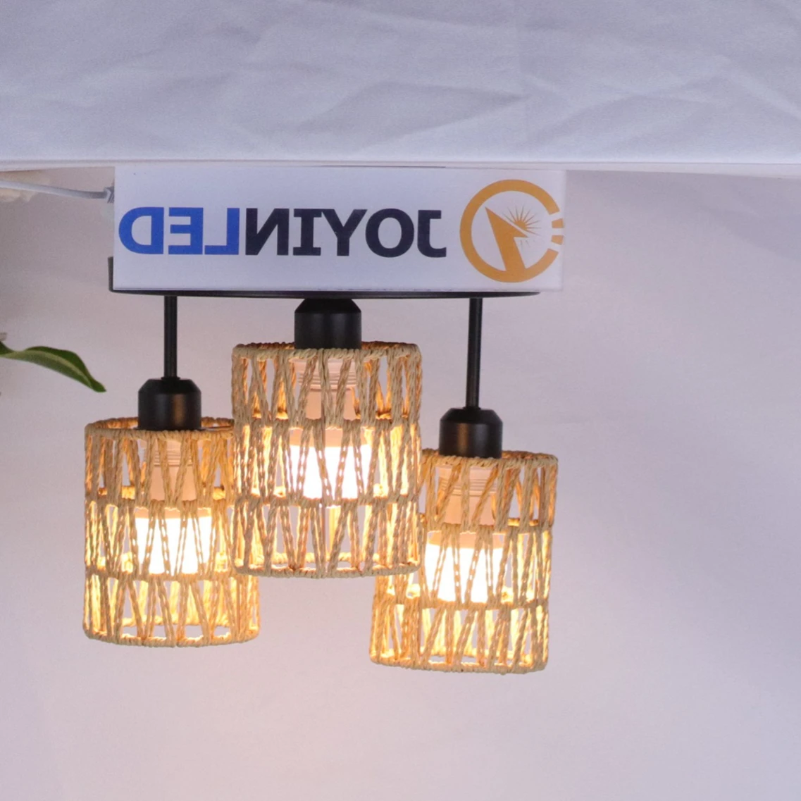 JOYINLED Handmade Rattan Ceiling Lamp Woven Boho Chandelier with E27 Socket Wicker Pendant Light for Bedroom Dining Hallway