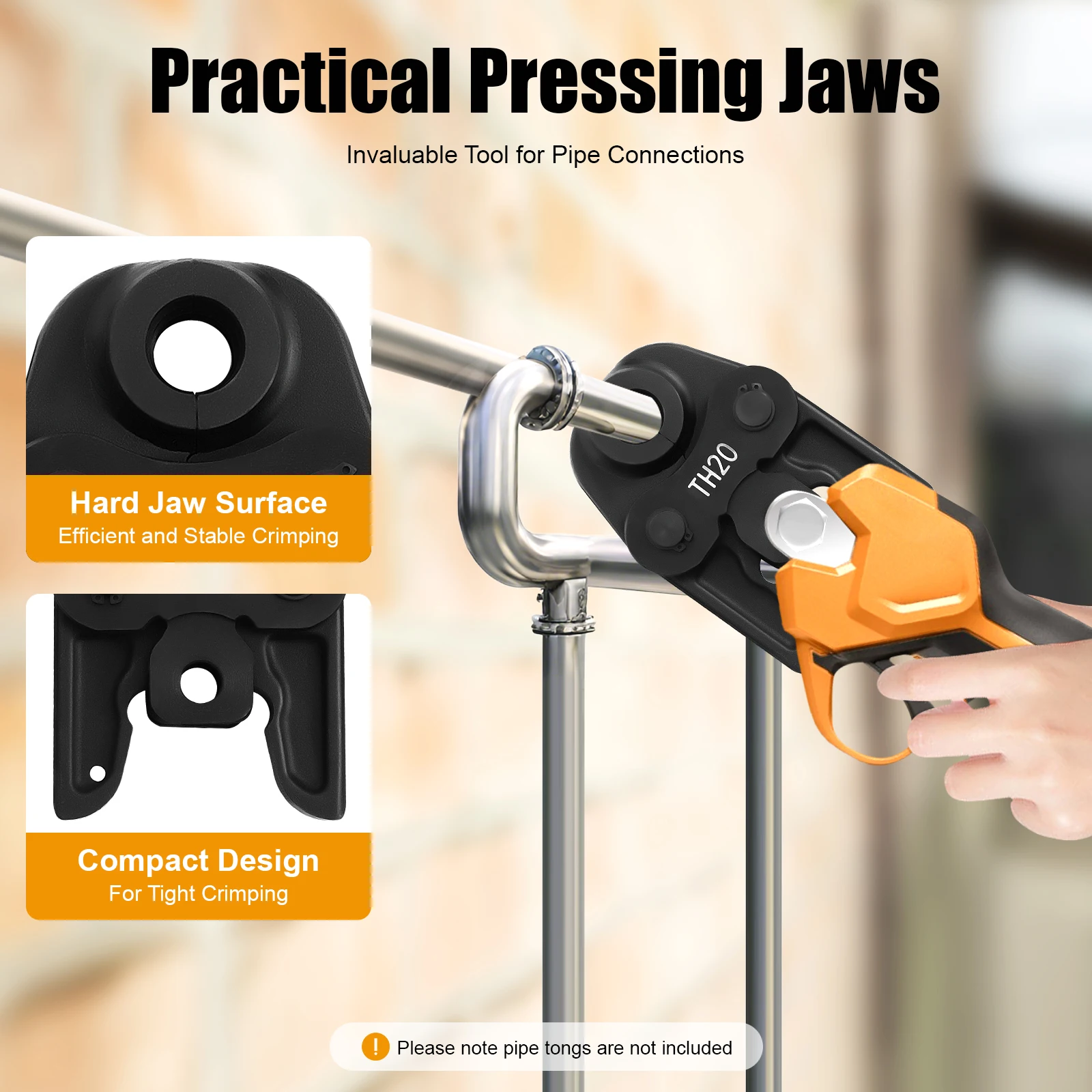 Professional Grade Crimp Tool Set, 3-in-1 Alloy Steel Jaws (TH16/TH20/TH26) for Copper/PEX/PB Pipes! with Round Expansion Device