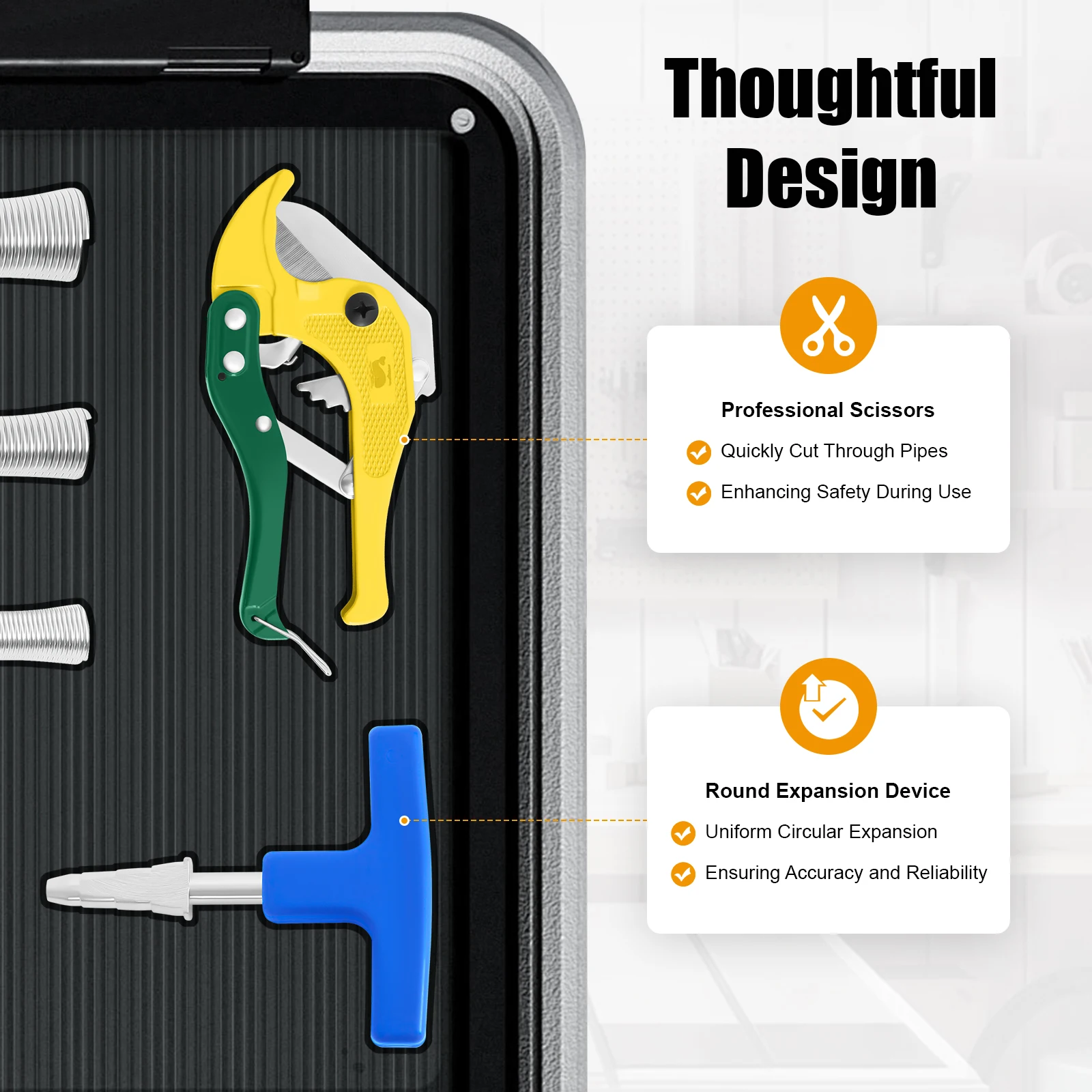 Professional Grade Crimp Tool Set, 3-in-1 Alloy Steel Jaws (TH16/TH20/TH26) for Copper/PEX/PB Pipes! with Round Expansion Device