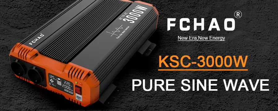 FCHAO Continuous 3000W 24VDC Pure Sine Wave Inverter Peak Power 6000W to 220VAC Power Car Inverter With 2 AC Socket LCD Display