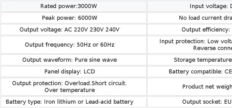 FCHAO Continuous 3000W 24VDC Pure Sine Wave Inverter Peak Power 6000W to 220VAC Power Car Inverter With 2 AC Socket LCD Display
