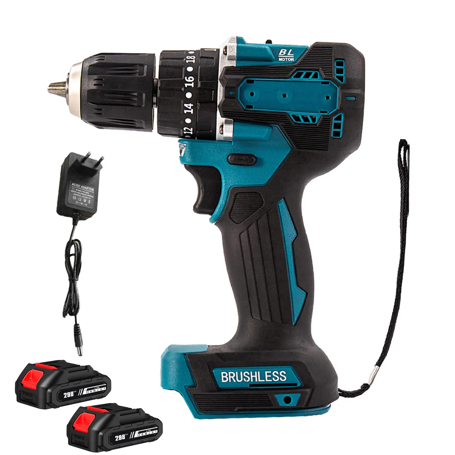 Brushless Electric Impact Drill 40Nm 2200RPM Cordless Screwdriver Power Tool Compatible with Makita 18V Battery With Impact Mode