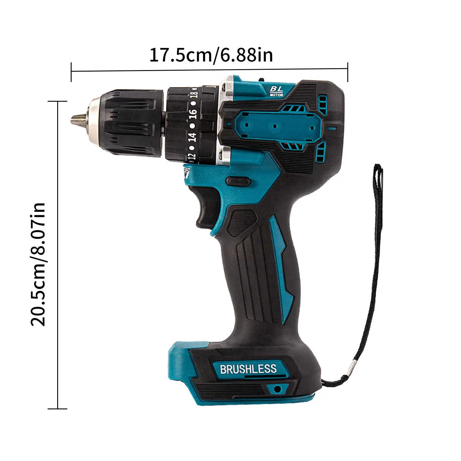 Brushless Electric Impact Drill 40Nm 2200RPM Cordless Screwdriver Power Tool Compatible with Makita 18V Battery With Impact Mode