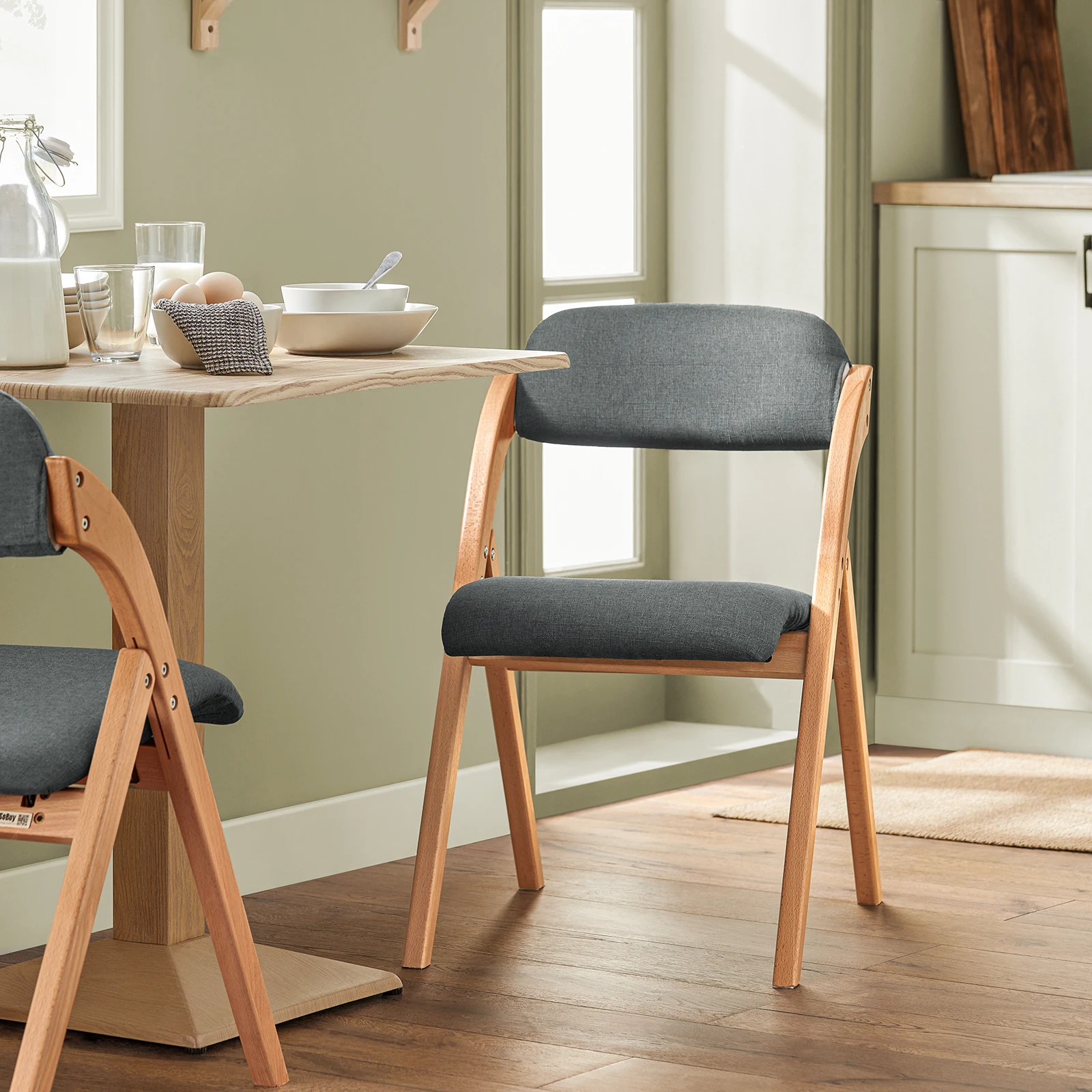 Sobuy Fst92 Folding Chairs Kitchen Chairs with Padded Seat and Backrest Seating Group Guest Chairs