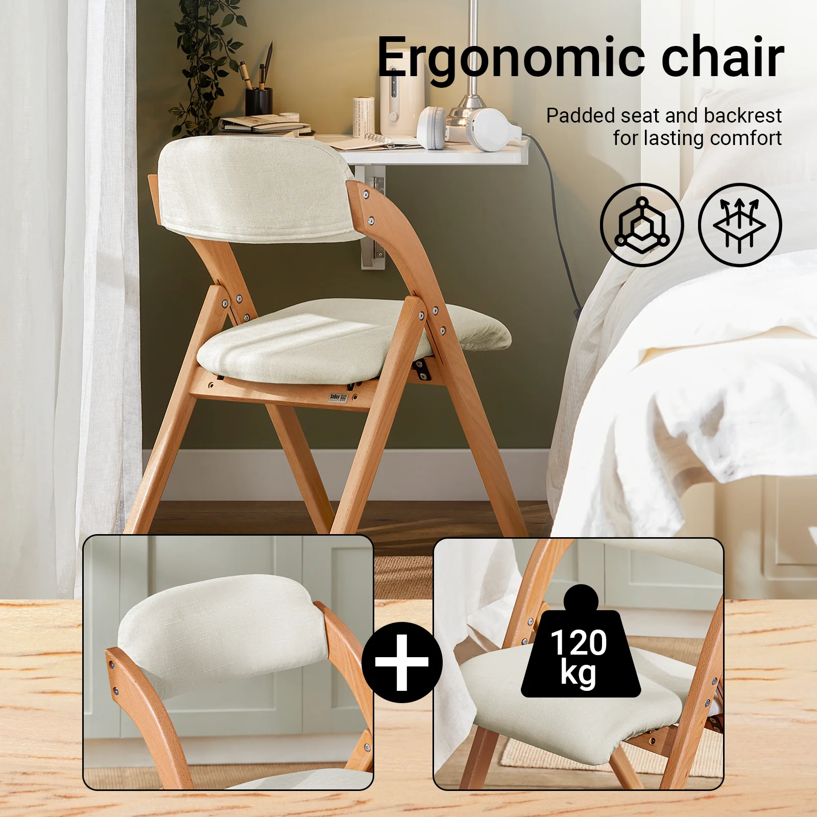 Sobuy Fst92 Folding Chairs Kitchen Chairs with Padded Seat and Backrest Seating Group Guest Chairs
