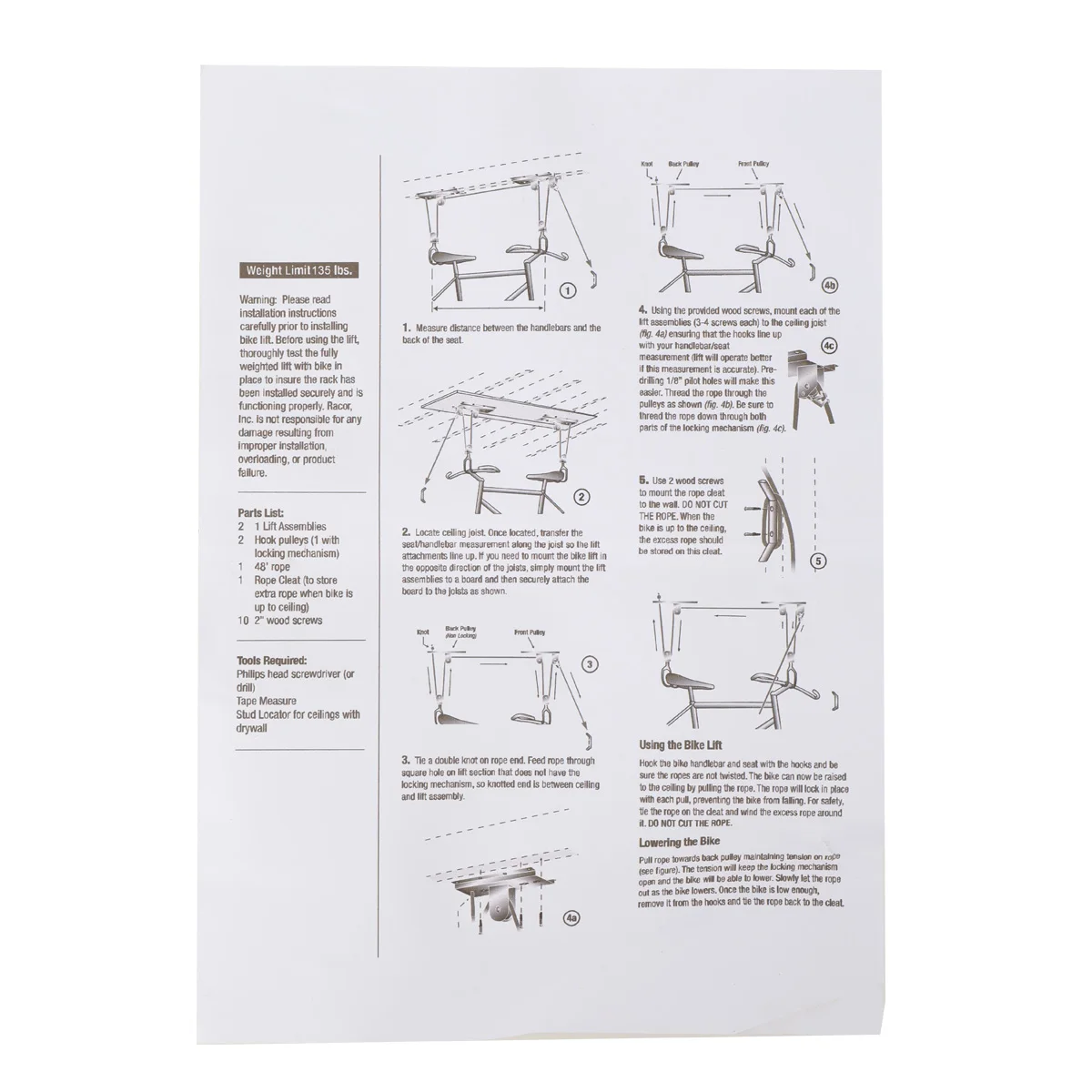 60KG Ceiling Mounted Cycle Bicycle Lift Holder Bike Lift Ceiling Hoist Wall Mount Rack Bike Hooks Hanging Pulley System