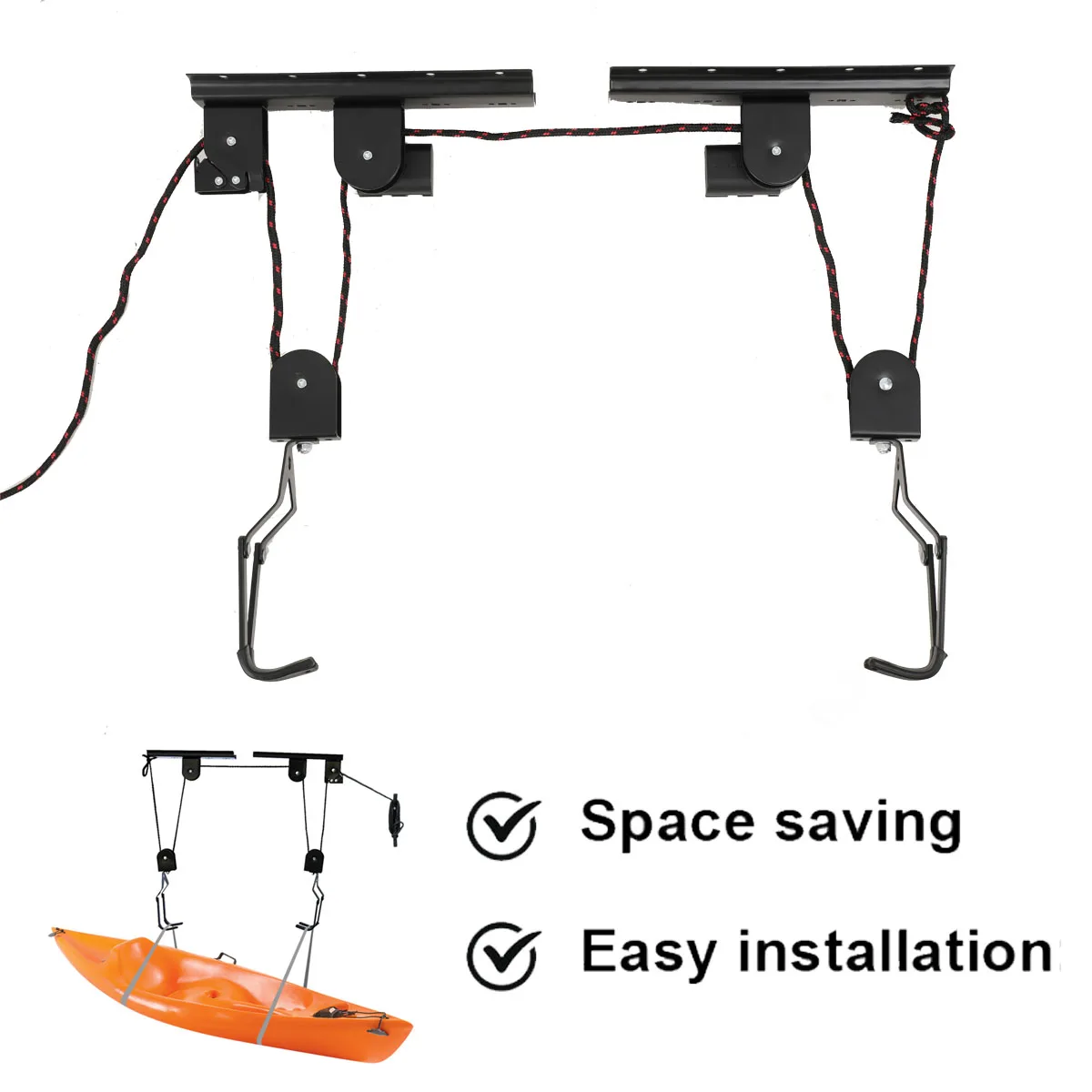 60KG Ceiling Mounted Cycle Bicycle Lift Holder Bike Lift Ceiling Hoist Wall Mount Rack Bike Hooks Hanging Pulley System