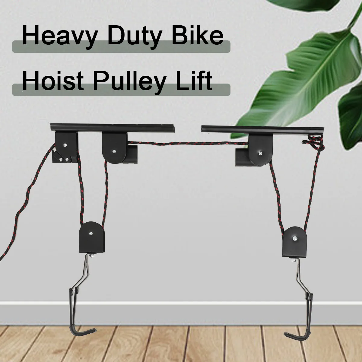 60KG Ceiling Mounted Cycle Bicycle Lift Holder Bike Lift Ceiling Hoist Wall Mount Rack Bike Hooks Hanging Pulley System
