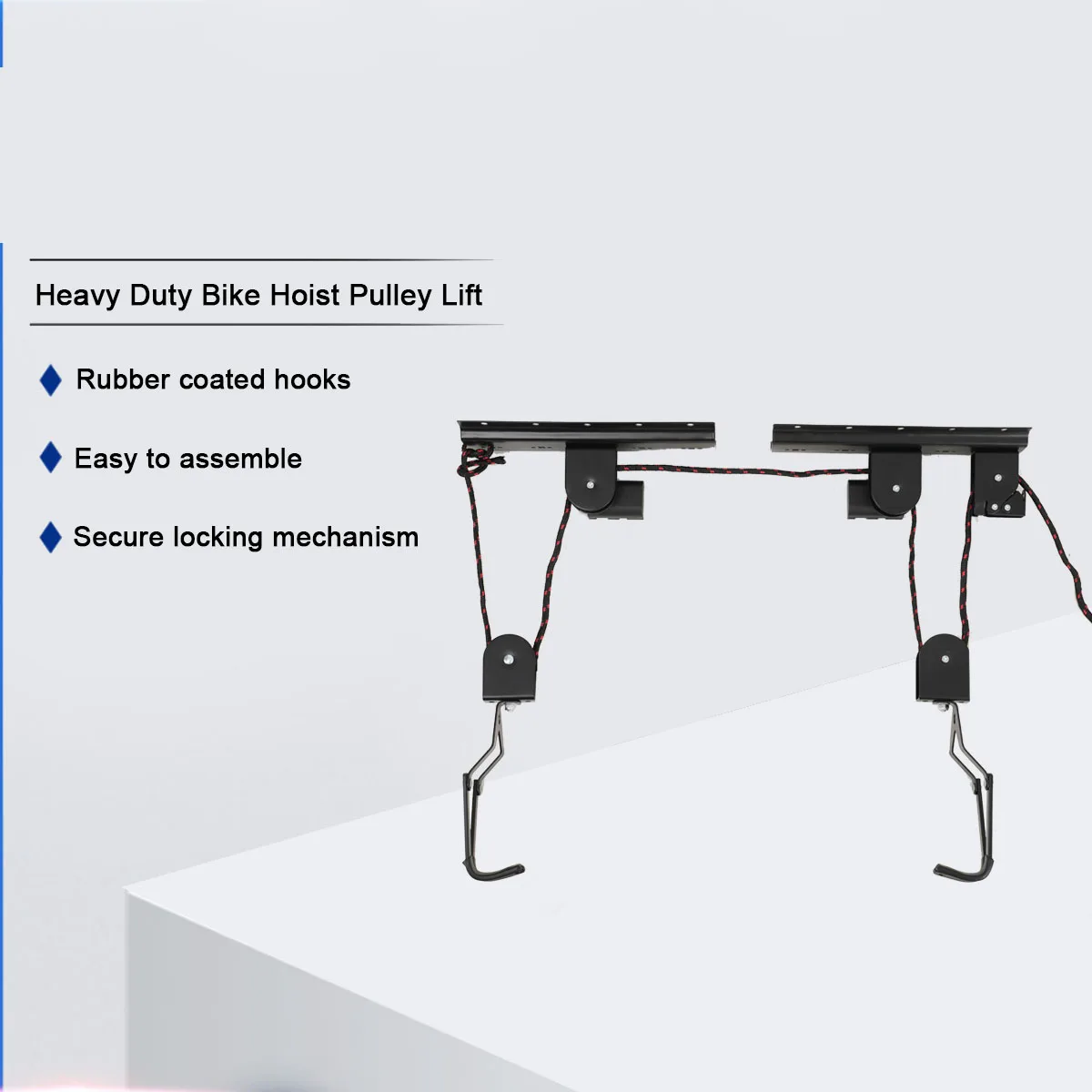 60KG Ceiling Mounted Cycle Bicycle Lift Holder Bike Lift Ceiling Hoist Wall Mount Rack Bike Hooks Hanging Pulley System