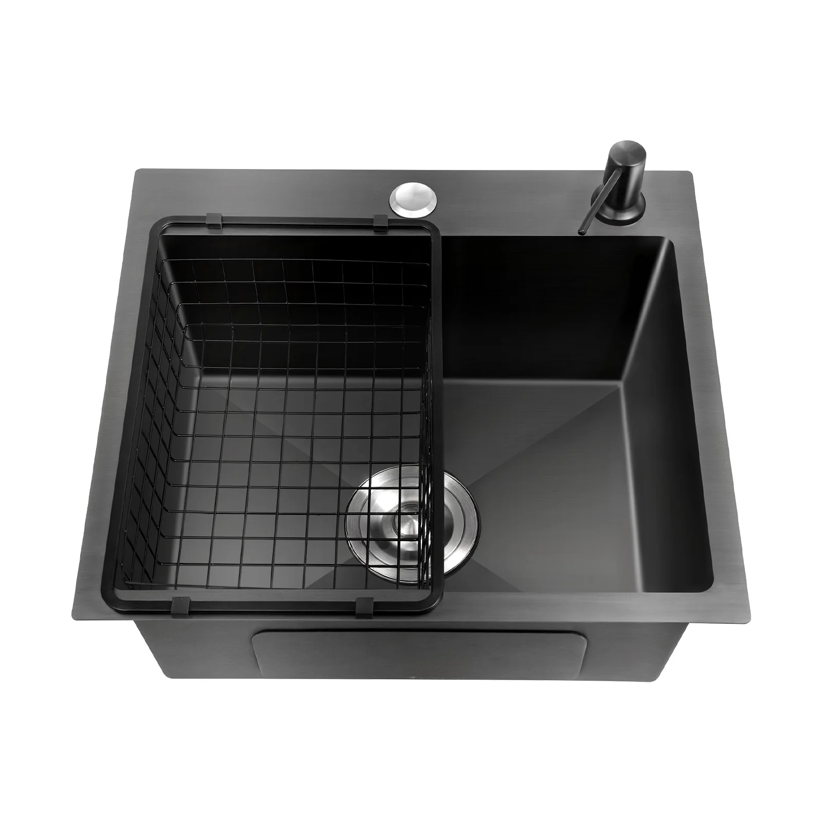 45x40cm 201 Stainless Steel Large Capacity Kitchen Sink Stainless Steel rustproof Sink Faucet with Drains Black