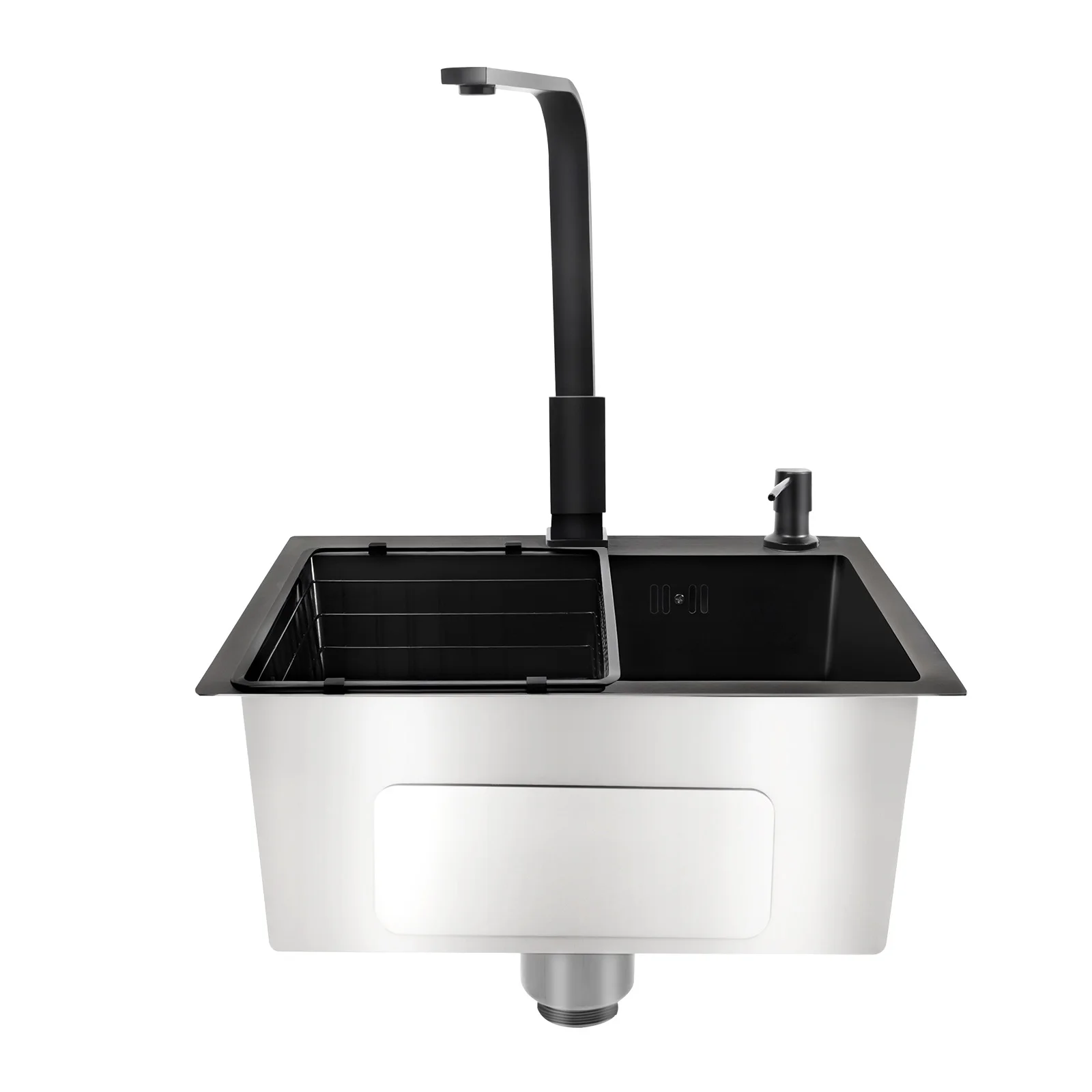 45x40cm 201 Stainless Steel Large Capacity Kitchen Sink Stainless Steel rustproof Sink Faucet with Drains Black