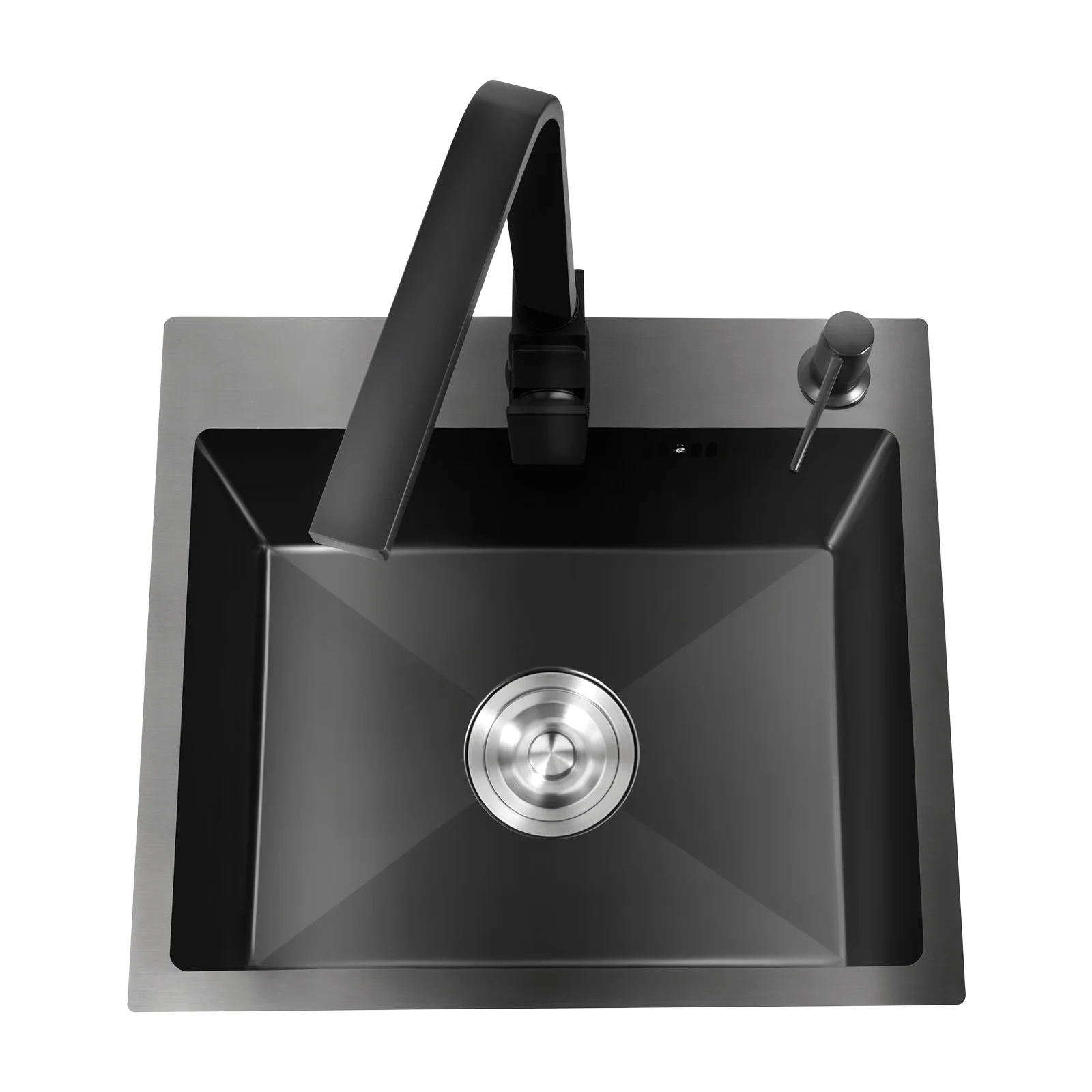 45x40cm 201 Stainless Steel Large Capacity Kitchen Sink Stainless Steel rustproof Sink Faucet with Drains Black