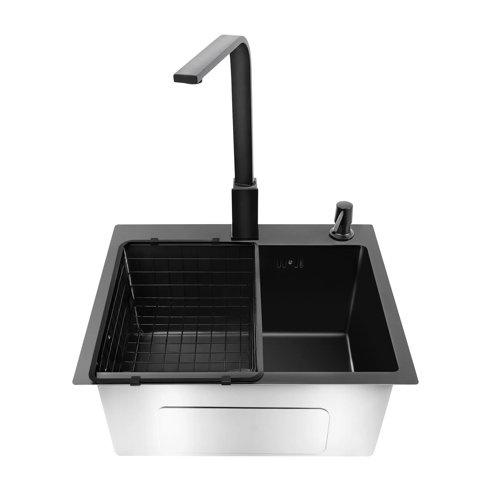 45x40cm 201 Stainless Steel Large Capacity Kitchen Sink Stainless Steel rustproof Sink Faucet with Drains Black