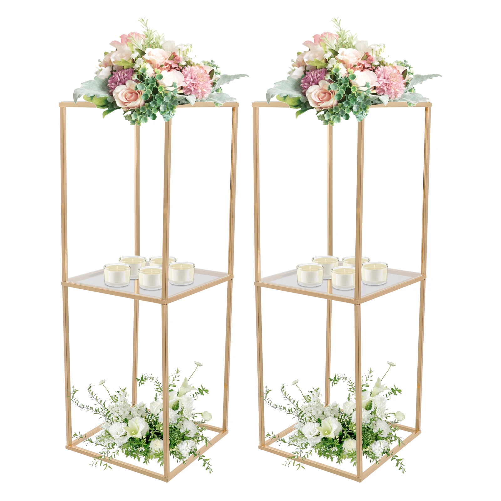 2pcs Metal Wedding Flower Stand for Centerpiece Birthday Party Decorations