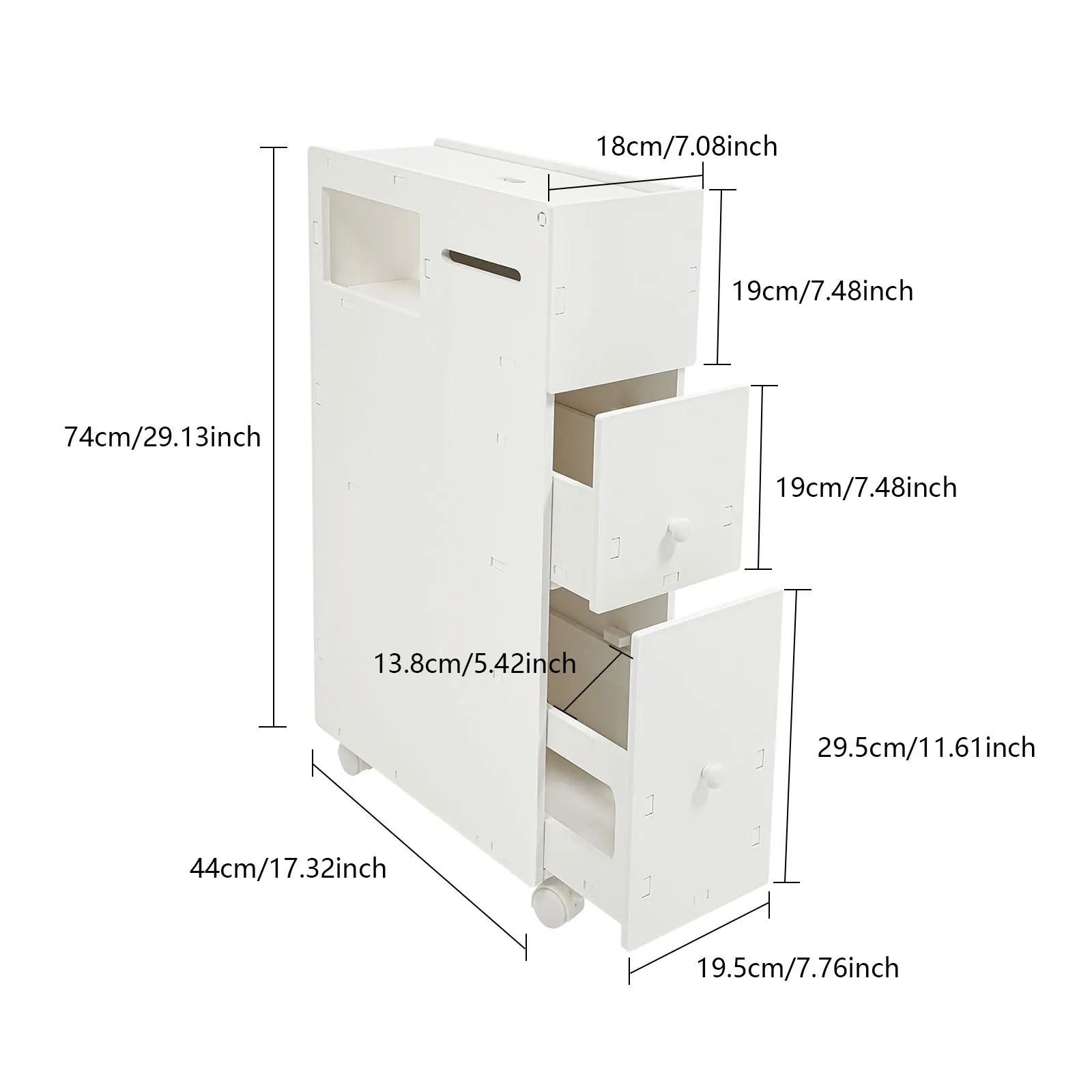 Bathroom Cabinet Narrow Bathroom Shelf Rolling Container Storage Cabinets