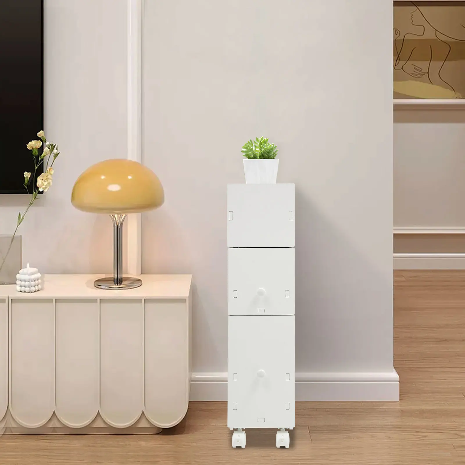 Bathroom Cabinet Narrow Bathroom Shelf Rolling Container Storage Cabinets