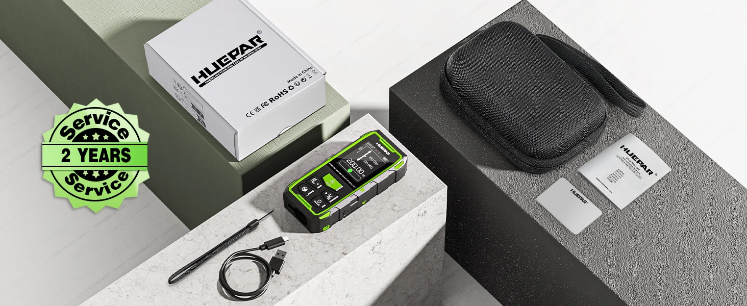 Huepar BLM-100G Dual Laser Rangefinder 200M Green Beam Laser Measure Meter Unit High Accuracy Measurement Tool & LCD Backlit