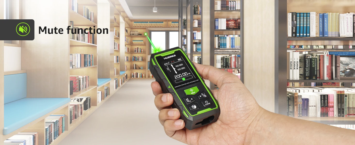 Huepar BLM-100G Dual Laser Rangefinder 200M Green Beam Laser Measure Meter Unit High Accuracy Measurement Tool & LCD Backlit